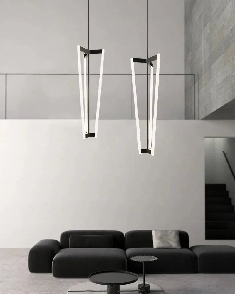 LightsStory Series Geometric Chandelier | Minimalist Pipeline Stainless titanium and premium acrylic, Brushed Gold titanium finish for Kitchen Islands and Living Rooms Modern Pendant lamp