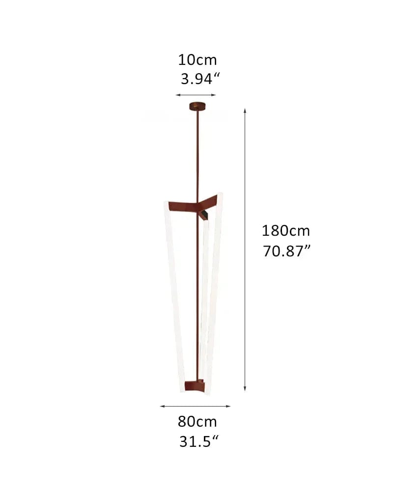 LightsStory Series Geometric Chandelier | Minimalist Pipeline Stainless titanium and premium acrylic, Brushed Gold titanium finish for Kitchen Islands and Living Rooms D80*H180CM D31.5*H70.87" Red Modern Pendant lamp