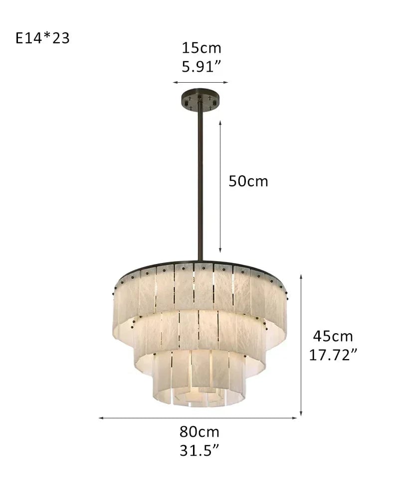 LightsStory Series Geometric Chandelier | Multi-Tier Snowflake Natural Gypsum Alabaster, Black Framework for High Ceilings and Spacious Entrances 23-light-L80*H45CM L31.5“*H17.72" White + Black Luxury Modern Chandelier