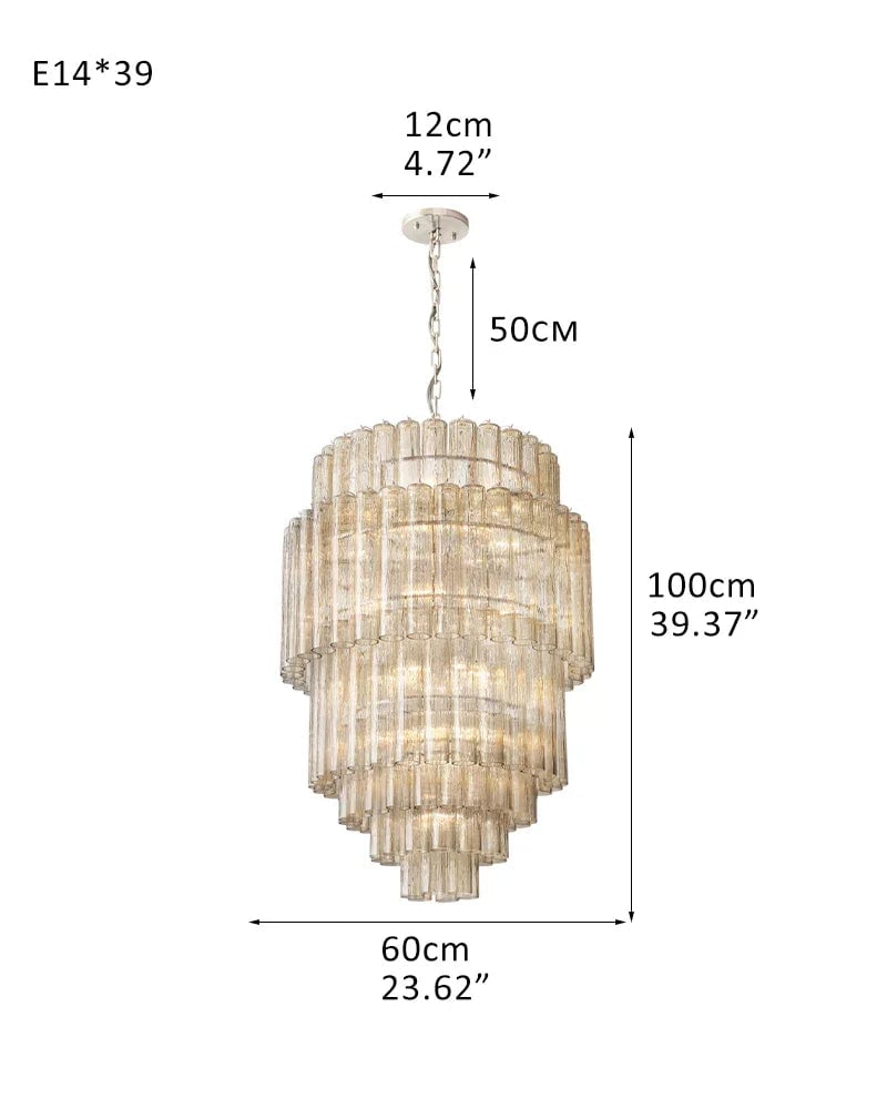 LightsStory Series Geometric Chandelier | Multi-Tiered Durable steel and translucent glass, Polished satin nickel finish for Grand halls, dining spaces, and statement staircases 6-tier-D60*H100CM D23.62“*H39.37" Gold American chandelier