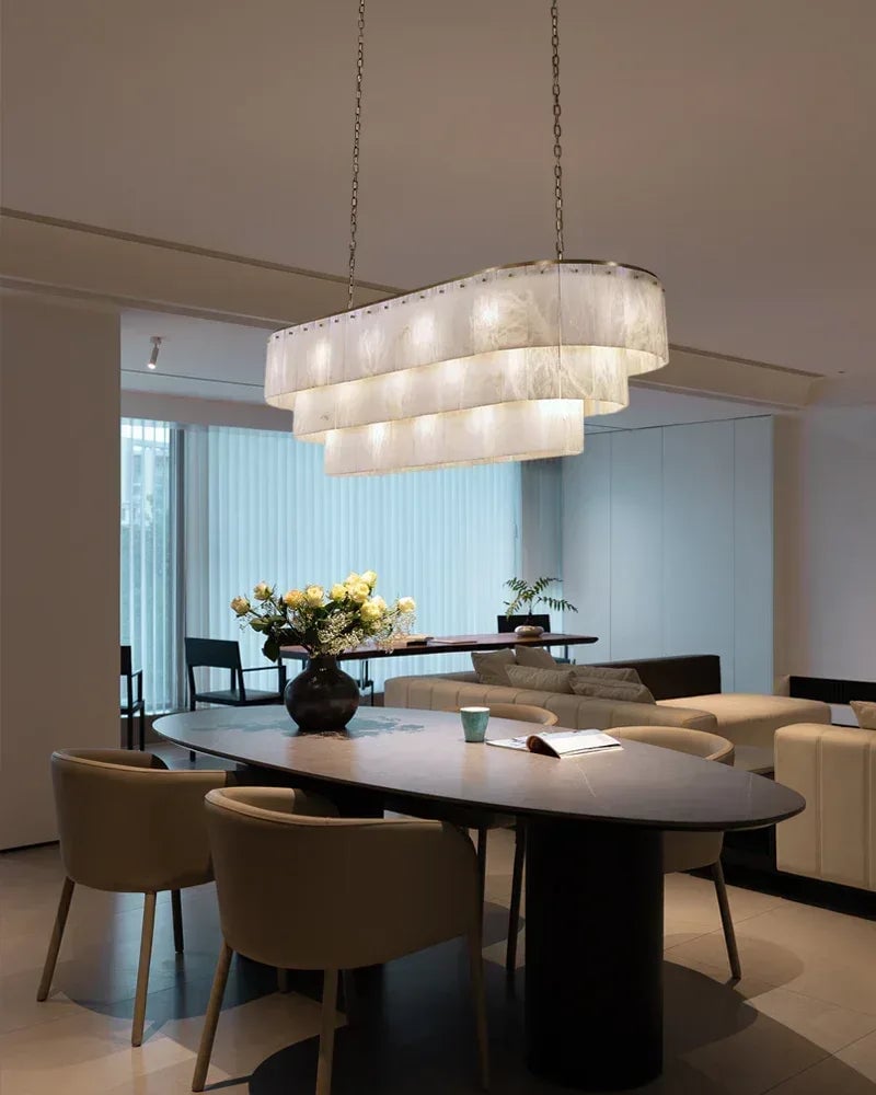 LightsStory Series Geometric Chandelier | Multi-tiered Snowflake Natural Gypsum Alabaster, Natural Matte White finish for Grand Entrances and High-Ceiling Villas Luxury Modern Chandelier