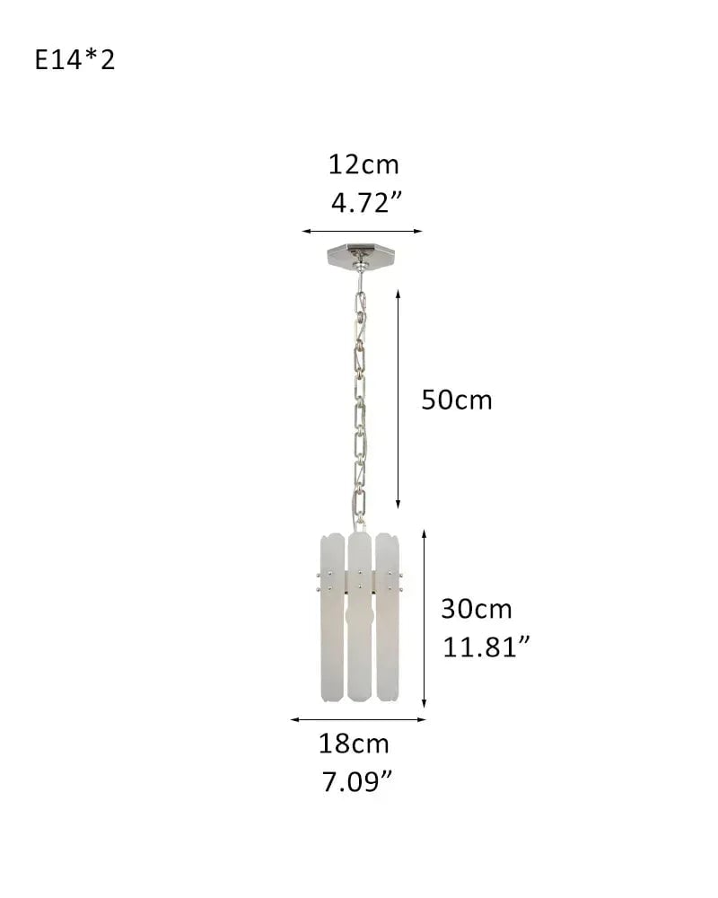 LightsStory Series Geometric Chandelier | Rectangular Natural Alabaster with Brushed Metal Frame, Brushed Chrome finish for Dining Rooms and Transitional Spaces D18*H30CM D7.09“*H11.81" Silver American chandelier