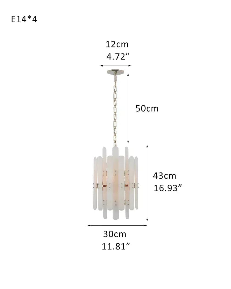 LightsStory Series Geometric Chandelier | Round Durable Alabaster and Brushed Metal, Brushed Metal finish for Kitchen Islands and Dining Rooms D30*H43CM D11.81“*H16.98" Silver American chandelier