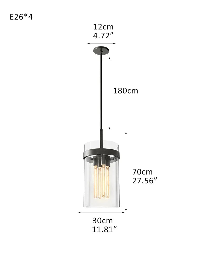 LightsStory Series Geometric Chandelier | Round Wheel Premium hand-blown glass and solid brass construction, Black Stainless finish for Dining Rooms and Living Areas 4-light-D30*H70CM D11.81"*H27.56"-Pendant Black American chandelier
