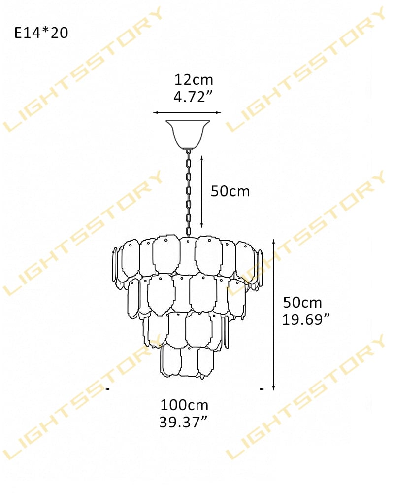 LightsStory Series Geometric Chandelier | Tier Hand-cut natural alabaster and marble, Aged Brass and Black Metal for Living rooms, dining areas, and grand entryways 20 light - D100*H50CM D39.37"*H19.69"(4 tiers) Luxury Modern Chandelier