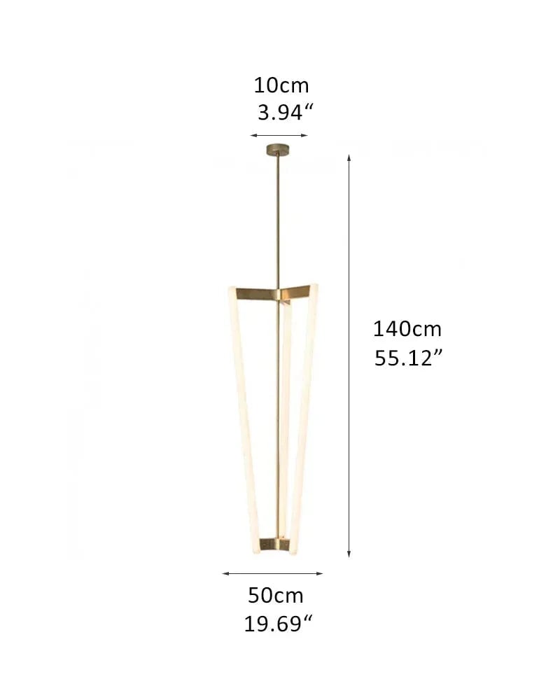LightsStory Series Geometric Chandelier | Triple Pipeline Stainless Titanium and Acrylic, Brushed Red, Gold, and Black Titanium for Kitchen Islands and Modern Dining Spaces D50*H140CM D19.69*H55.12" Gold Modern Pendant lamp