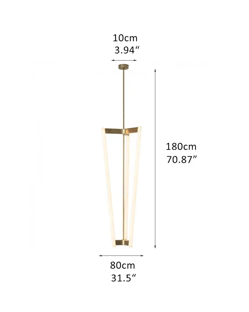 LightsStory Series Geometric Chandelier | Triple Pipeline Stainless Titanium and Acrylic, Brushed Red, Gold, and Black Titanium for Kitchen Islands and Modern Dining Spaces D80*H180CM D31.5*H70.87" Gold Modern Pendant lamp