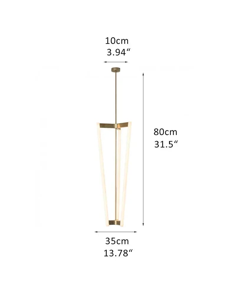 LightsStory Series Geometric Chandelier | Triple Pipeline Stainless Titanium and Acrylic, Brushed Red, Gold, and Black Titanium for Kitchen Islands and Modern Dining Spaces D35*H80CM D13.78*H31.5" Gold Modern Pendant lamp
