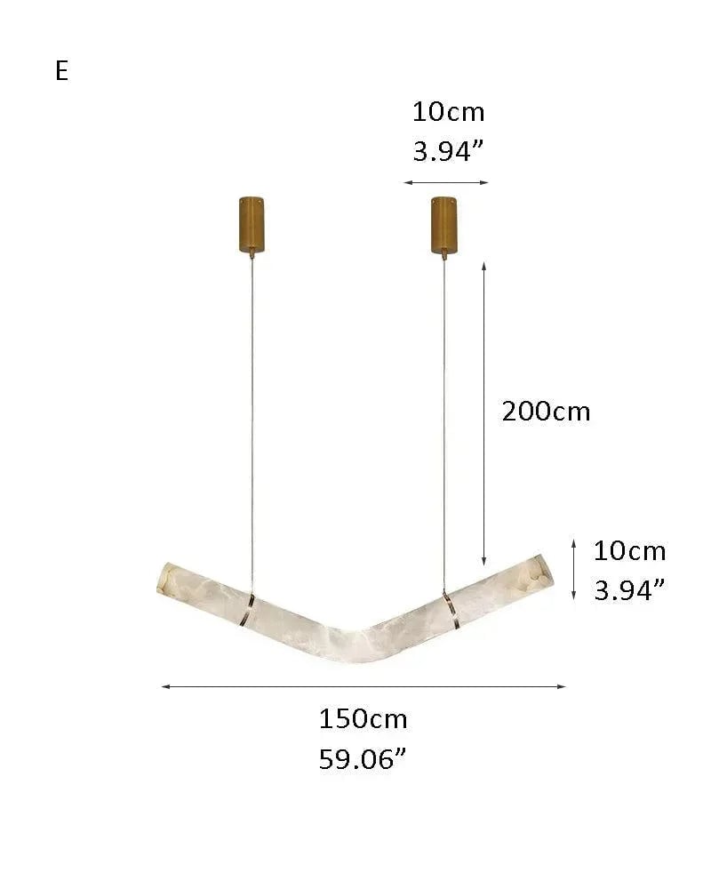 LightsStory Series Geometric Hanging Light | Linear Infinity Natural Alabaster and Copper, Warm Copper finish for Modern homes and luxury dining areas E-L150*H10CM D59.06*H3.94" White + Brass American chandelier
