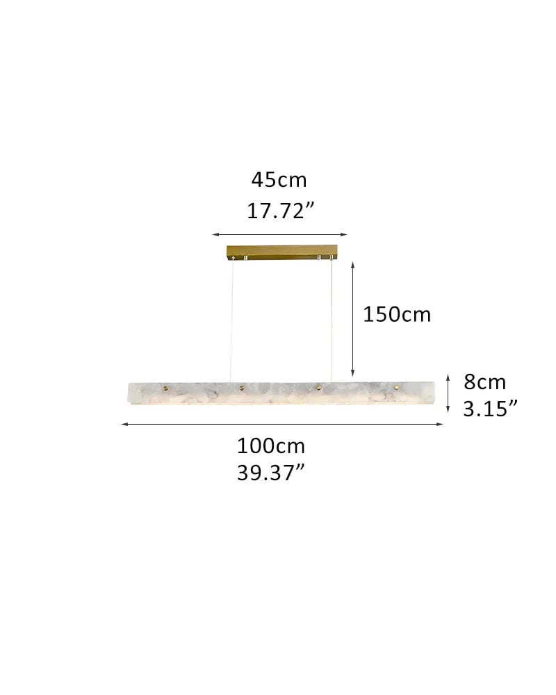 LightsStory Series Geometric Linear Pendant Light | Linear Handcrafted Natural Marble, Natural Stone Finish for Kitchen Islands and Dining Nooks L100*H8CM L39.37*H3.15" White + Gold Modern Pendant lamp