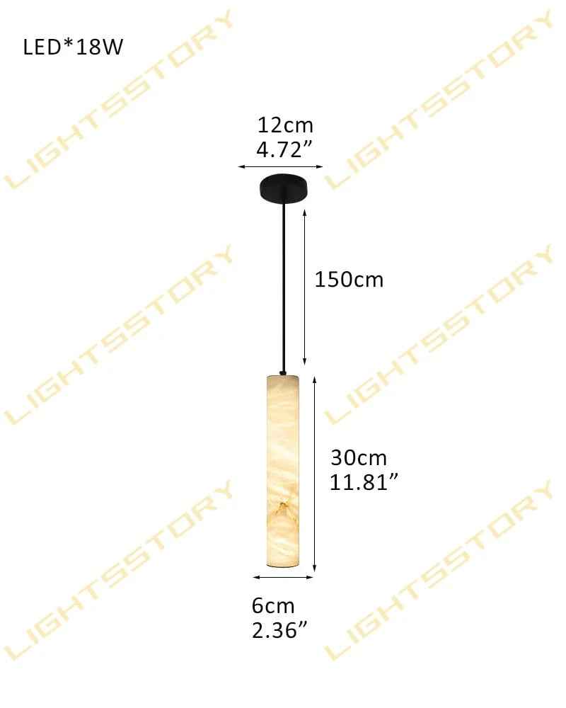 LightsStory Series Geometric Pendant Lamp | Alabaster Cylinders Natural Alabaster stone with solid brass fittings, Aged Brass and Black finish for Dining rooms and entryways D6*H30CM D2.36”*H11.81" White + Black Vintage Simple Hanging Lamp