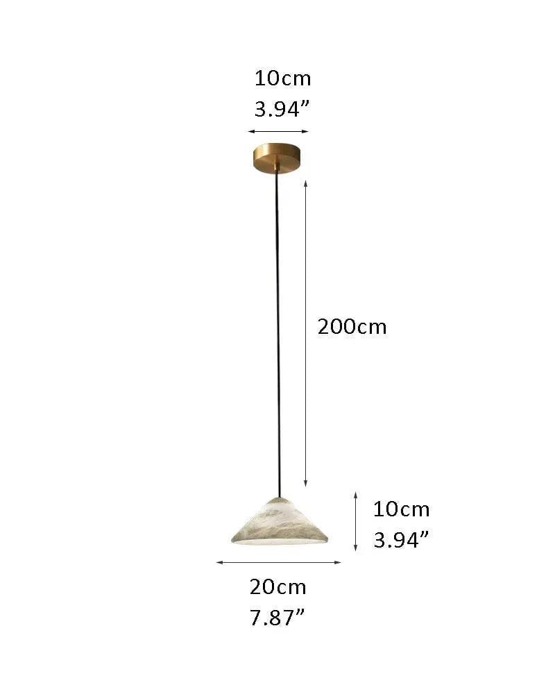 LightsStory Series Geometric Pendant Light | Conical Natural White Alabaster Stone, Natural Stone finish for Modern Kitchens and Bedrooms D23*H10CM D7.87*H3.94" White + Brass Modern Pendant lamp