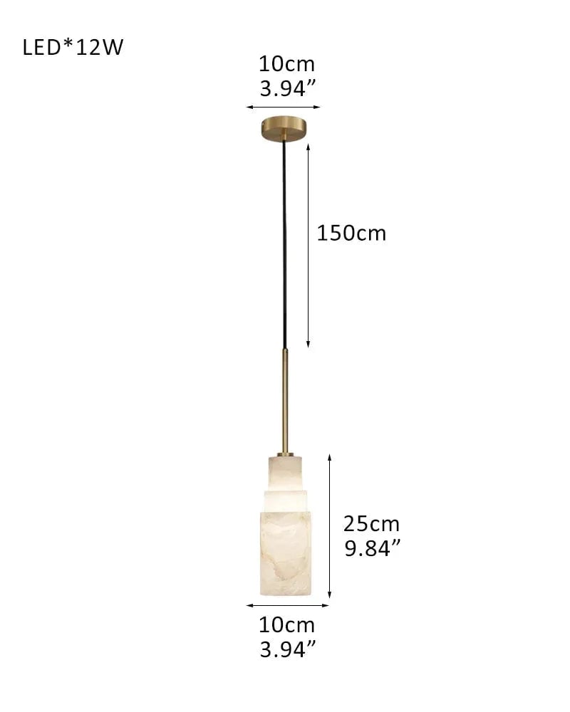 LightsStory Series Geometric Pendant Light | Double Shade Cylinder Natural Stone and Antique Brass, Antique Brass finish for Dining rooms, kitchen islands, and entryways 1-light-D10*H25CM D4"*H10" Brass + White Vintage Simple Hanging Lamp