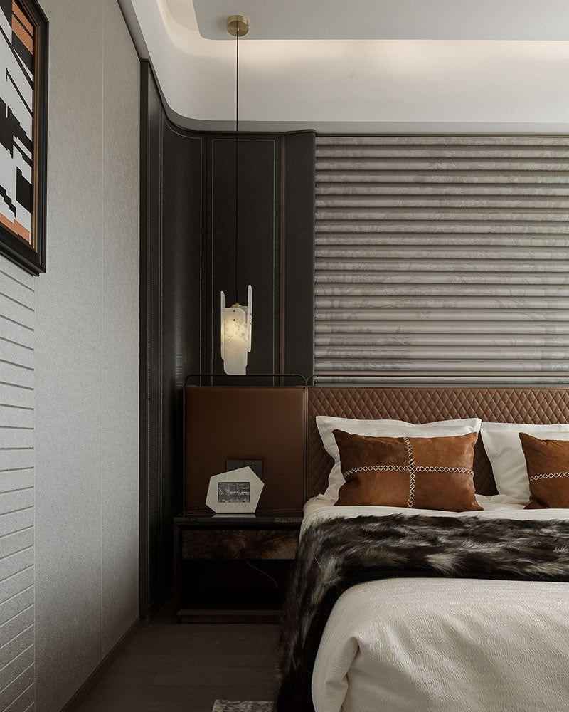 LightsStory Series Geometric Pendant Light | Irregular Rectangle Natural marble with organic veining, Aged copper accents for Dining tables, islands, and living areas Modern Pendant lamp