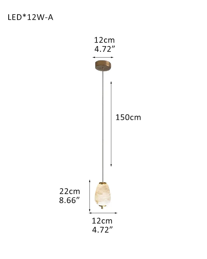 LightsStory Series Geometric Pendant Light | Linear Hand-carved natural alabaster stone, Sleek minimalist finish for Kitchen islands and dining tables 1-light-D12*H22CM D4.72"*H8.66"-A White + Brass Modern Pendant lamp