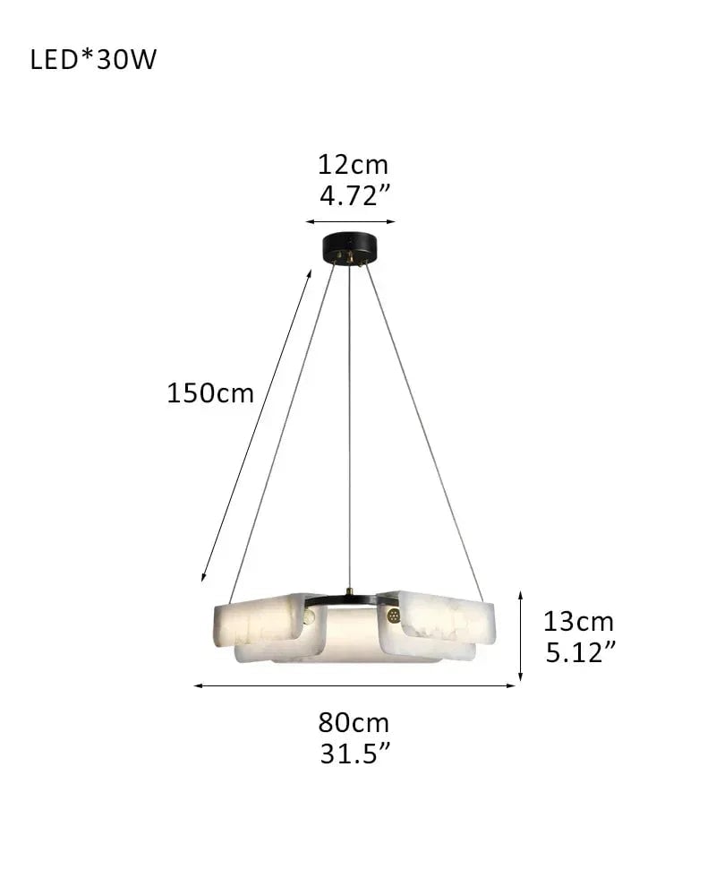 LightsStory Series Geometric Pendant Light | Linear White marble lampshades with natural veining and high-quality metal, Black Metal finish for Kitchen Islands and Dining Rooms D80*H13CM L31.5"*H5" Black Modern Pendant lamp