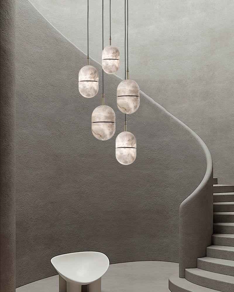 LightsStory Series Geometric Pendant Light | Minimalist Alabaster Hand-Carved Natural Alabaster, Matte White finish for Modern Kitchen Islands and Dining Areas Modern Pendant lamp