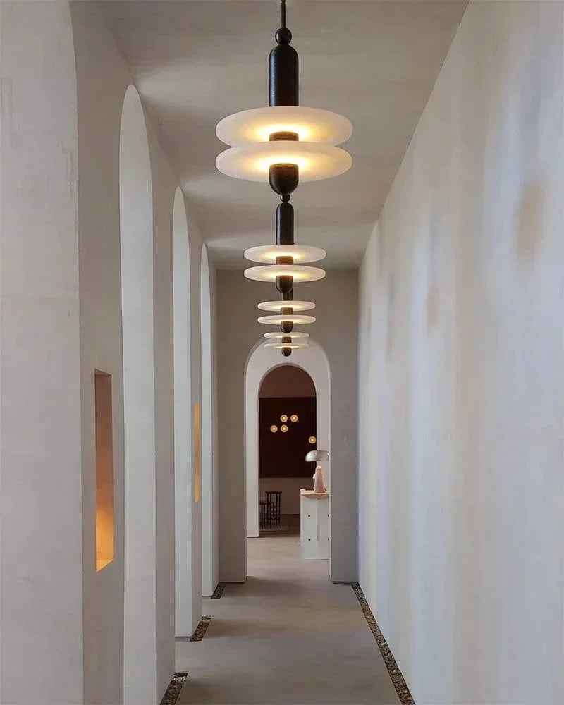 LightsStory Series Geometric Pendant Light | Minimalist Ring Premium Spanish Alabaster Marble and Polished Metal, Polished Brass, Black, or Copper accents for Modern Dining Rooms and Kitchen Islands Modern Pendant lamp