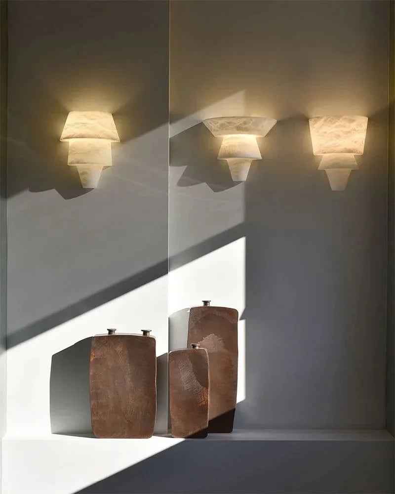 LightsStory Series Geometric Pendant Light | Stacked Conical Natural Alabaster Stone, Natural Stone finish for Dining tables, kitchen islands, and entryways Modern Pendant lamp