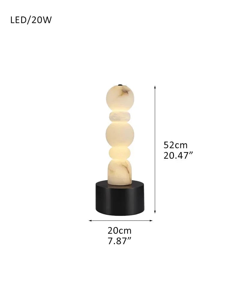 LightsStory Series Geometric Table Lamp | 5-Tier Hand-stacked White Alabaster and Black Marble Base, Natural Stone finish for Living rooms and bedrooms D20*H52CM D8"*H20" White + Black Modern Designer Floor Lamp