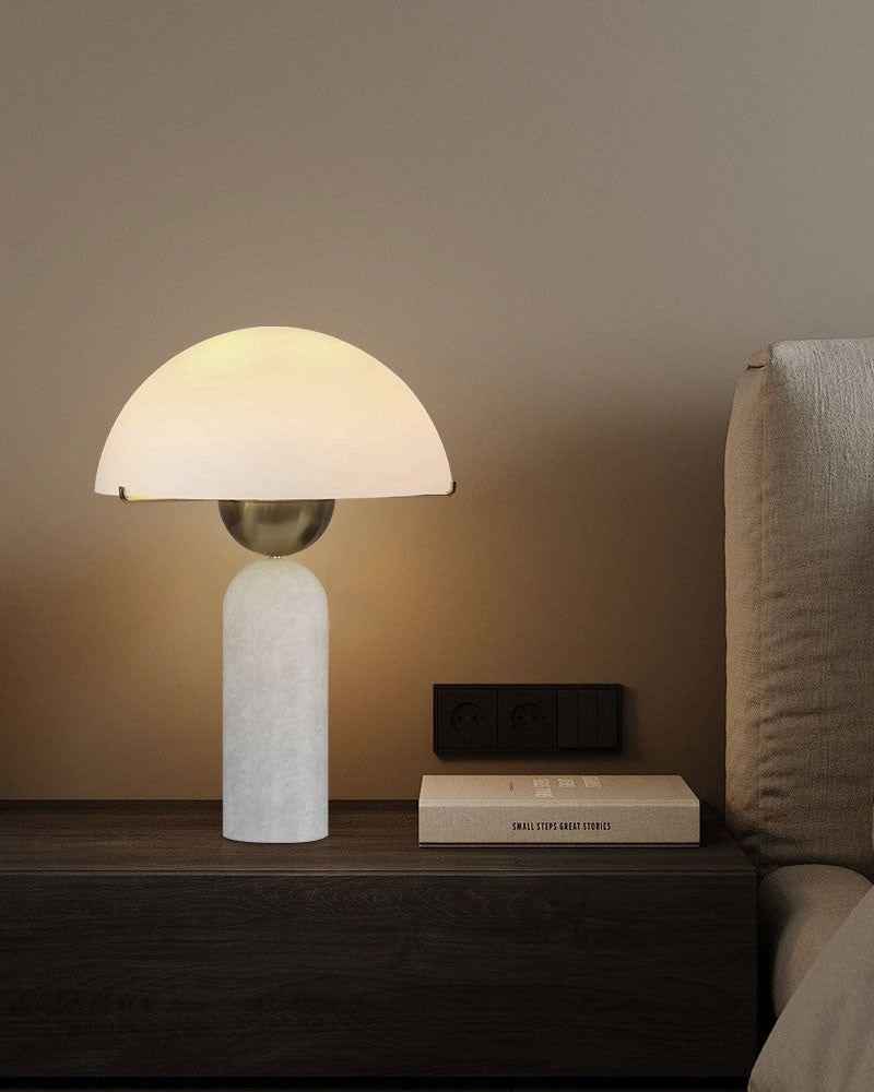 LightsStory Series Geometric Table Lamp | Alabaster Sphere Sleek marble base with polished metal accents, Polished metal accents for Bedrooms, offices, or entryways Table lamp
