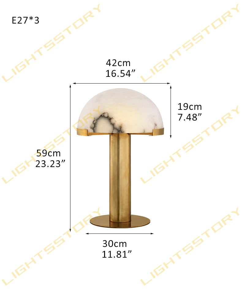 LightsStory Series Geometric Table Lamp | Dome Alabaster Shade Hand-carved natural alabaster with metal base, Burnished Brass or Black finish for Home offices, bedside tables, and workspaces D42*H59CM D16.54"*H23.23" Brass Modern Table lamp