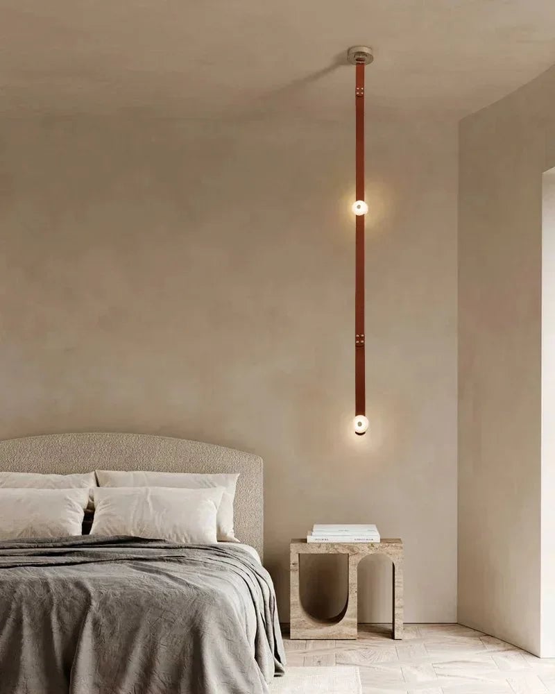 LightsStory Series Geometric Wall Sconce | Modular Alabaster Handcrafted Natural Alabaster with Fine Leather Straps, Premium Brass and Leather for Modern Living Spaces and Rental Apartments Brass Aged Wall Sconces