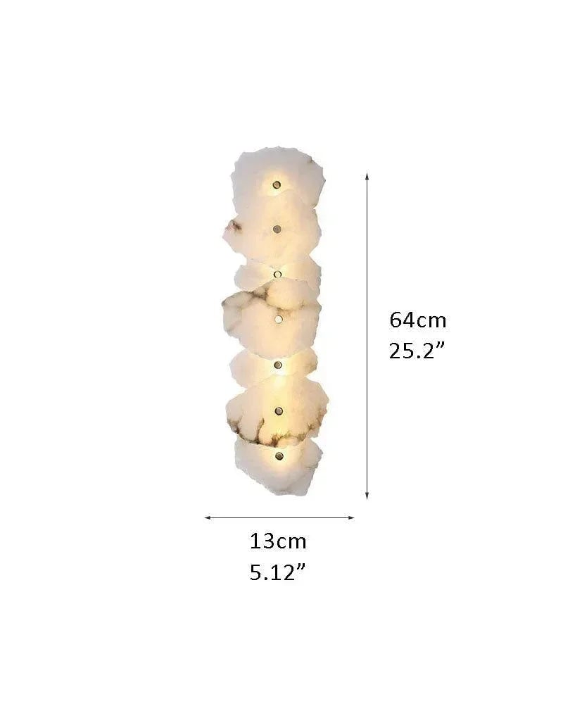 LightsStory Series Geometric Wall Sconce | Multi-head Sculptural Natural White Marble with Polished Brass and Gold Accents, Polished Brass for Modern Living Rooms and Hallways L13*H64CM L5.12*H25.2" White + Brass Modern Art Design Wall Lamp