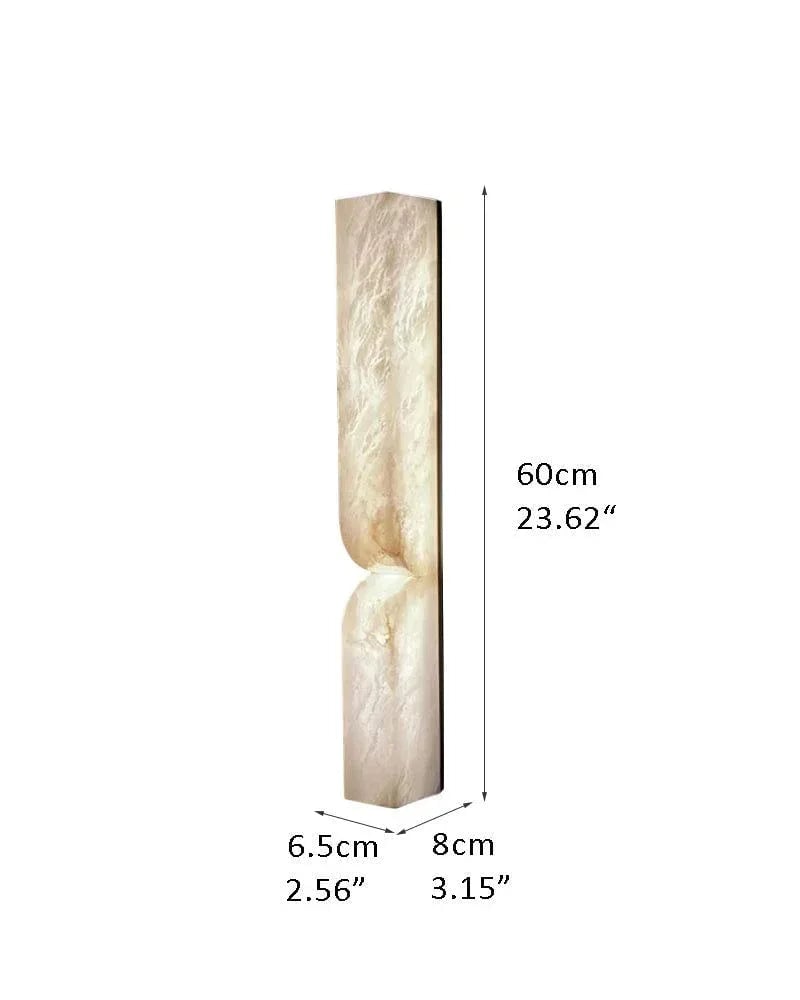 LightsStory Series Geometric Wall Sconce | Rectangular Hand-carved natural white alabaster stone, Natural stone texture for Modern and rustic interiors L60*W6.5*H8cm D23.62*W2.56*3.15" White + Brass Flush Mounted Wall Sonce Lamp