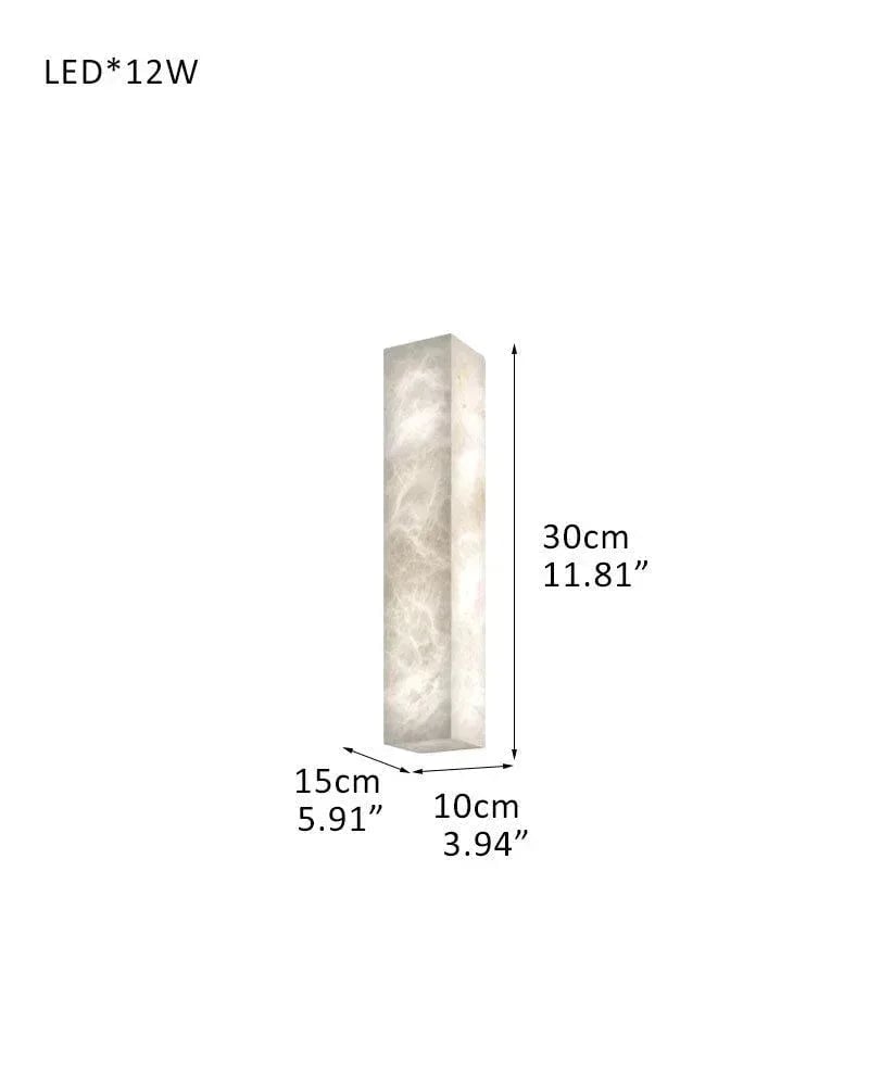 LightsStory Series Geometric Wall Sconce | Square Silhouette Solid Cloud Stone with unique veins and natural texture, Natural Stone finish for Halls, bedrooms, and covered indoor accents D15*H30CM D5.91*H11.81" White + Brass Plate Flush Mounted Wall Sconce Lamp