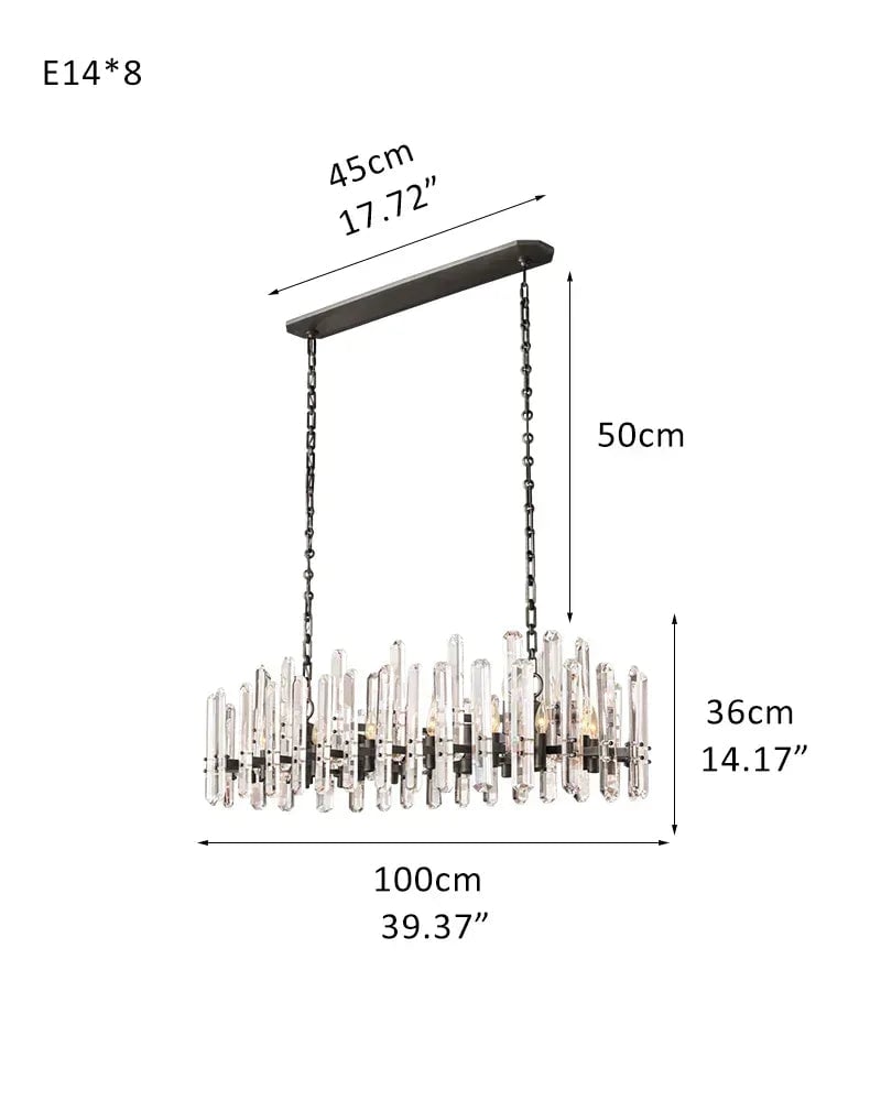 LightsStory Series Grand Chandelier | Double Tier K9 Crystal Solid brass frame with premium K9 crystals, Copper finish for Grand Foyers and Dining Rooms L100*H36CM L39.37“*H14.17" Black American chandelier