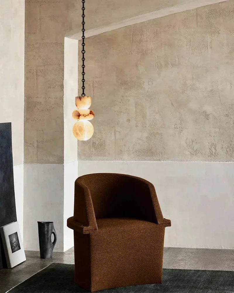 LightsStory Series Interior Design Cluster Pendant | Round Shade Uniquely veined faux marble, Black cord and canopy for bedside, dining nooks, and entryways Modern Pendant lamp