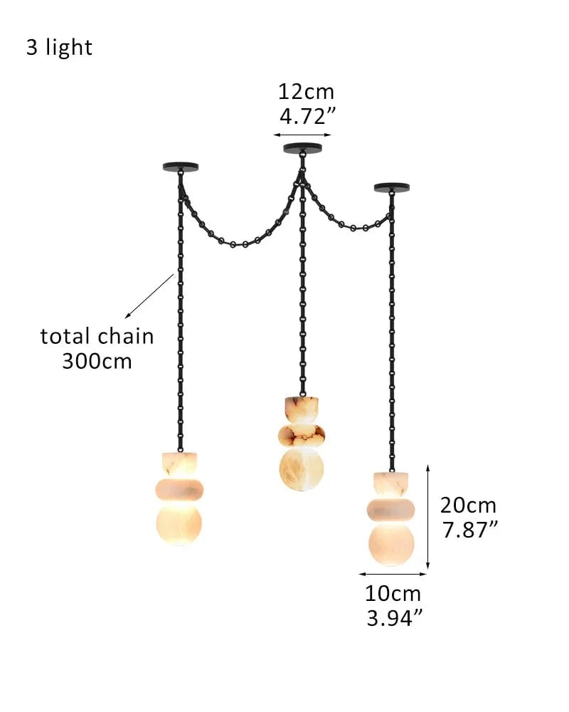 LightsStory Series Interior Design Cluster Pendant | Round Shade Uniquely veined faux marble, Black cord and canopy for bedside, dining nooks, and entryways 3 light-D10*H20CM D4"*H8" Black Modern Pendant lamp