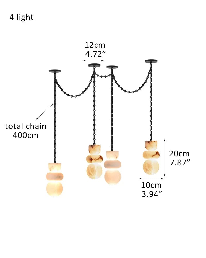 LightsStory Series Interior Design Cluster Pendant | Round Shade Uniquely veined faux marble, Black cord and canopy for bedside, dining nooks, and entryways 4 light-D10*H20CM D4"*H8" Black Modern Pendant lamp