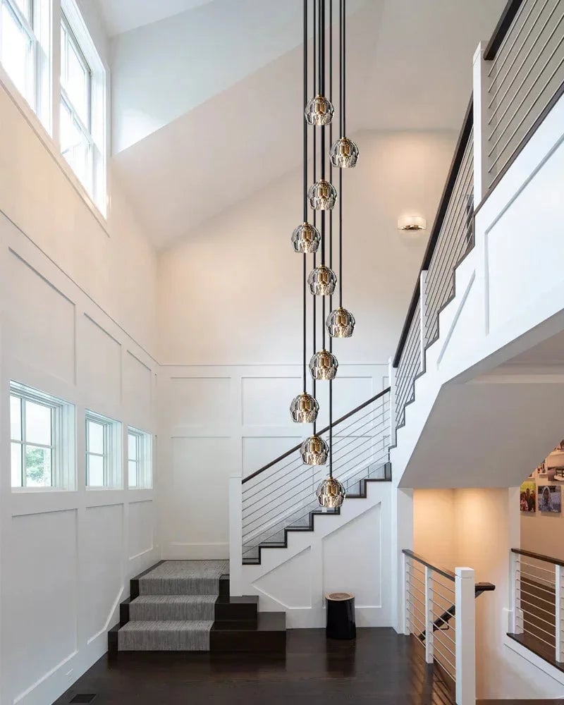 LightsStory Series Prismatic Chandelier | Spherical Silhouette Solid brass and hand-faceted polished crystal, Premium Gold and Brass finish for Modern dining rooms and high-ceiling entryways Modern Pendant lamp