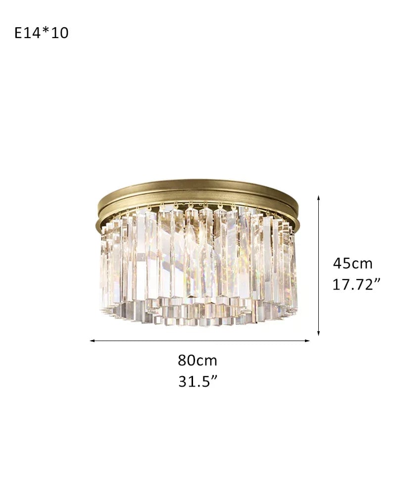 LightsStory Series Prismatic Flush Mount | Multi-Tier K9 Crystal Pure K9 crystal strips, Gold and Black finish for Modern living rooms and entryways 2-Tier-D80*H45CM D31.5“*H17.72" Gold Flush Mounted Ceiling Lamp