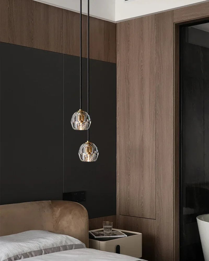 LightsStory Series Prismatic Pendant Chandelier | Spherical Solid brass and hand-faceted crystal, Hand-polished finish for Modern dining rooms and minimalist living spaces Modern Pendant lamp
