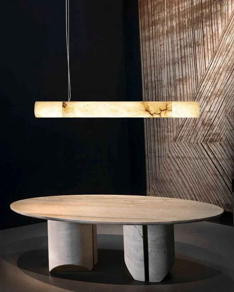 LightsStory Series Prismatic Pendant Light | Linear Natural Alabaster and Copper, Warm Copper finish for Modern Kitchen Islands and Dining Rooms American chandelier