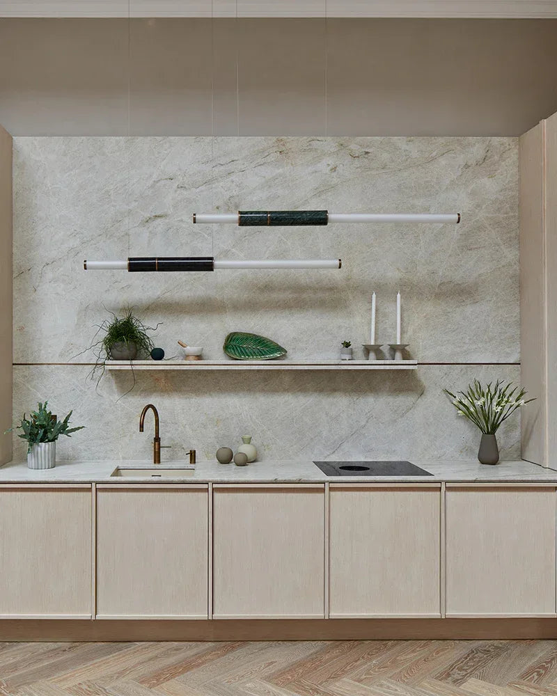 Empty State Light Pipe Suspension Light - Silver Anodised, Green & Black Modern Pendant lamp