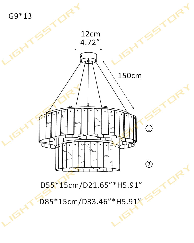 LightsStory Series Murano Swirl Hand-Blown Alabaster Chandelier with Brushed Brass Finish for Living rooms,Dining rooms. 13-light-D55*D85CM D21.65"*H33.46" Luxury Modern Chandelier
