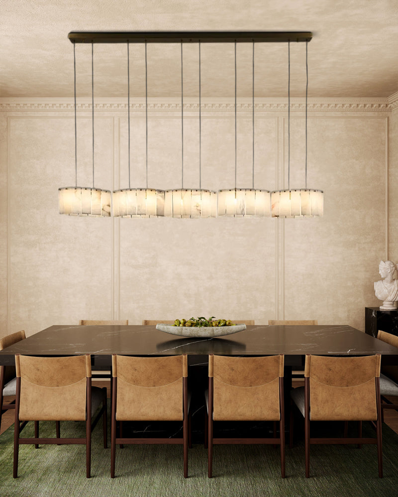 LightsStory Series Murano Swirl Hand-Blown Alabaster Chandelier with Brushed Brass Finish for Living rooms,Dining rooms. Luxury Modern Chandelier