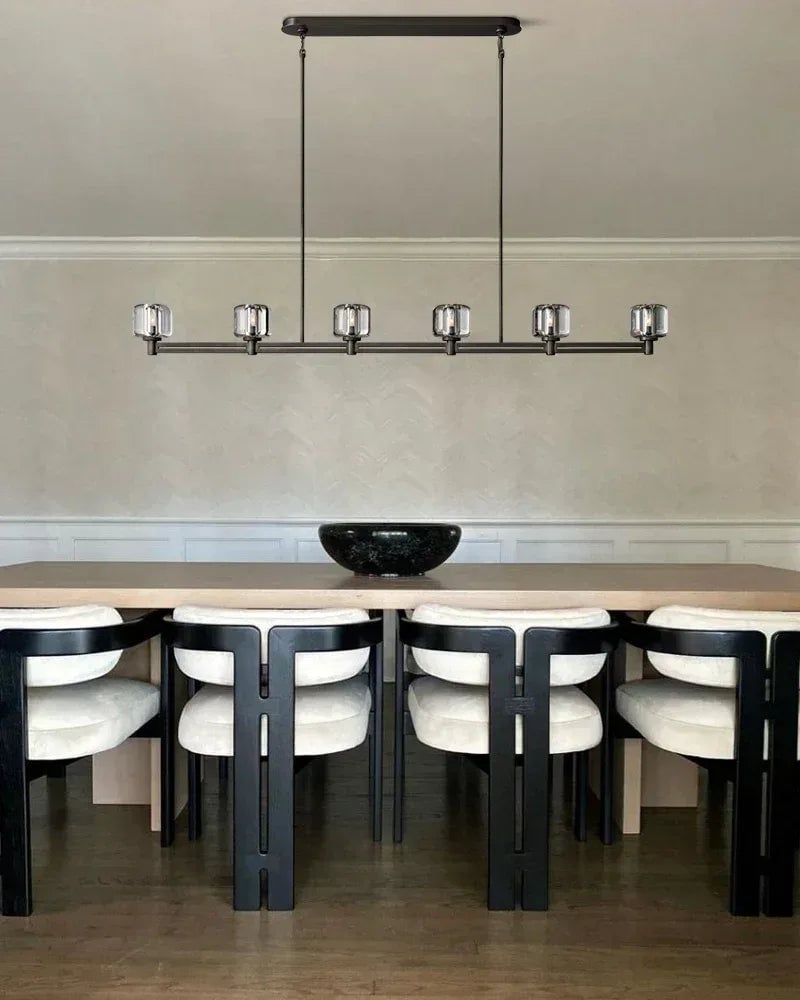Mayfair Series Prismatic Chandelier | Linear Hand-polished K9 cast crystal with a dual-metal frame, Vintage Black and Brass finish for Dining Rooms and Kitchen Islands American chandelier