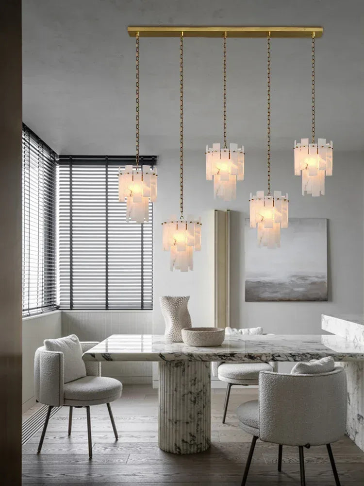 3/5/7-light Tired Alabaster marble Cluster Chandelier 13" with adjustable chain Luxury Modern Chandelier