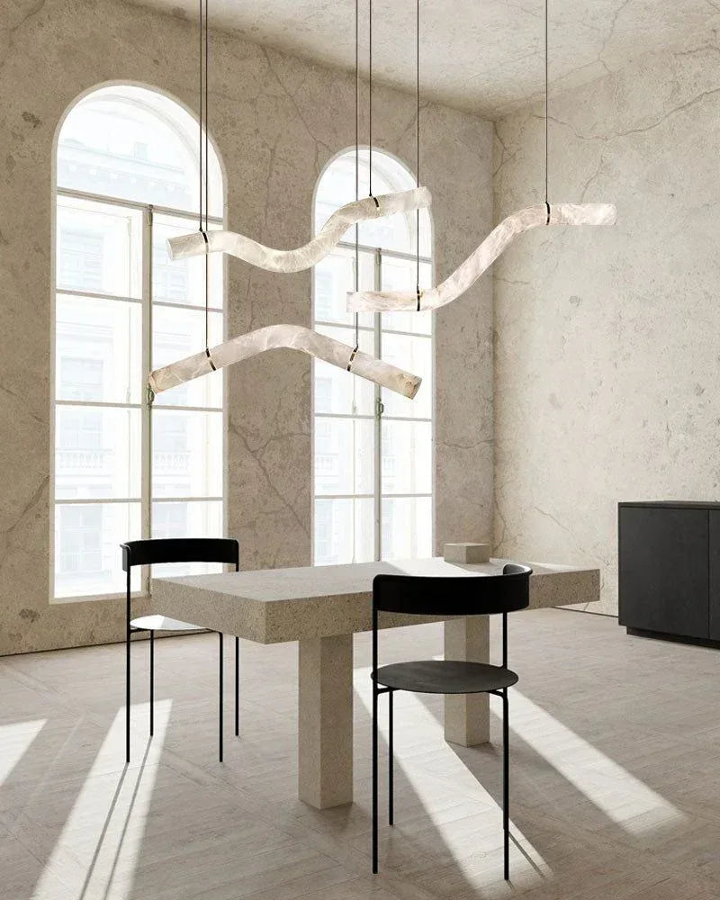 Minimalist Long Cord Ceiling Pendant Alabaster Lighting | 120/150cm Length American chandelier