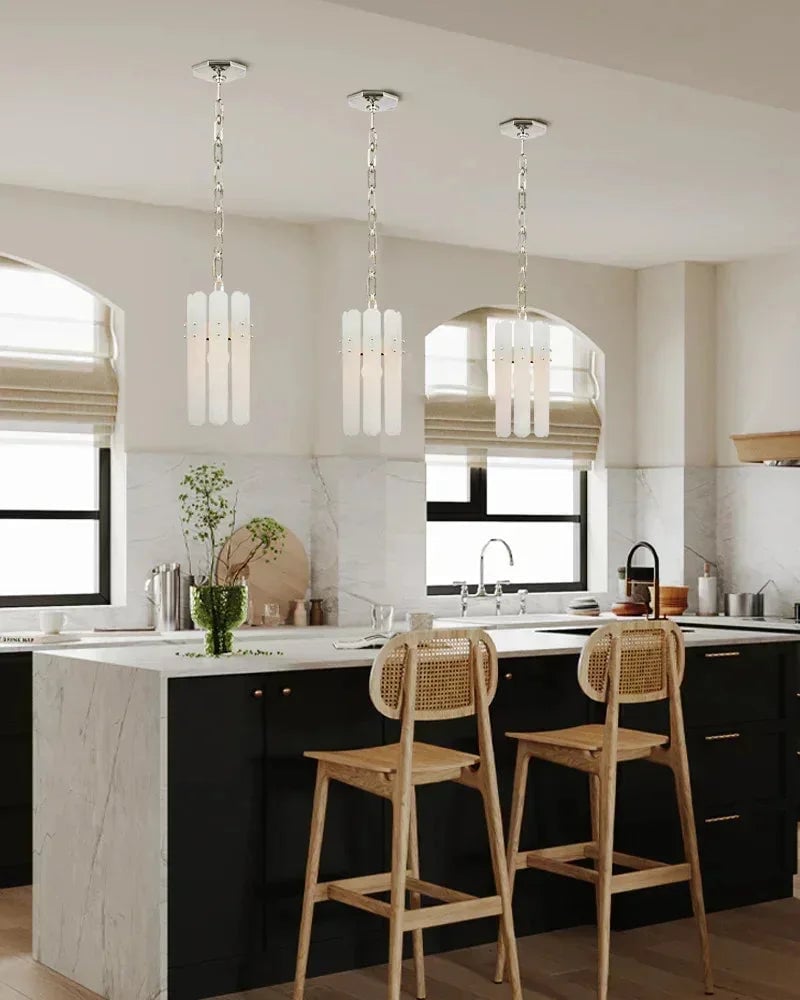 Modern Style Alabaster Round/Oval Chandelier 7“40”45" brushed brass/chrome housing American chandelier