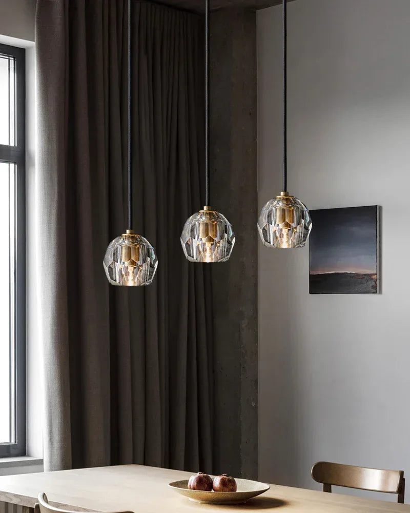 LightsStory Series Prismatic Chandelier | Spherical Solid brass and hand-faceted polished crystal, Premium Polished Brass for Modern Dining Rooms and Entryways Modern Pendant lamp
