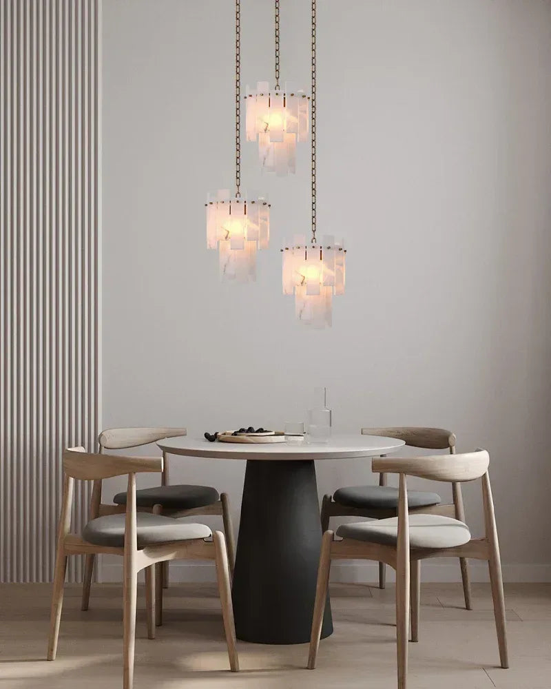 3/5/7-light Tired Alabaster marble Cluster Chandelier 13" with adjustable chain Luxury Modern Chandelier
