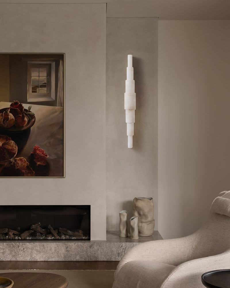 Modern Minimalist Rectangular Metal Marble LED Wall Sconce Lamp For Living Room