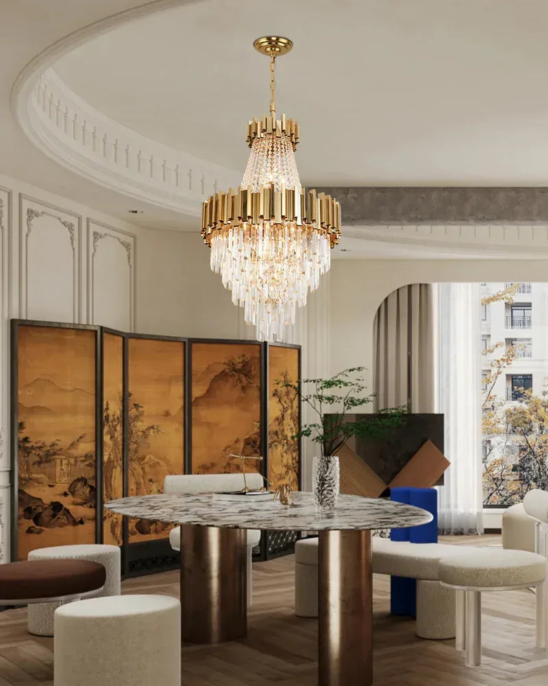 Luxury Gold Stainless Steel Round Crystal Chandelier 8/12/18/27 lights Luxury Modern Chandelier