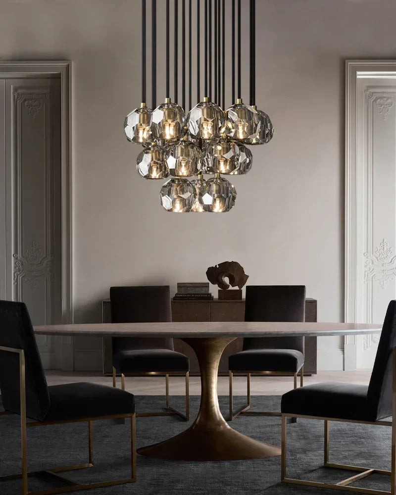 LightsStory Series Prismatic Pendant Chandelier | Spherical Solid brass and hand-faceted crystal, Hand-polished finish for Modern dining rooms and minimalist living spaces Modern Pendant lamp